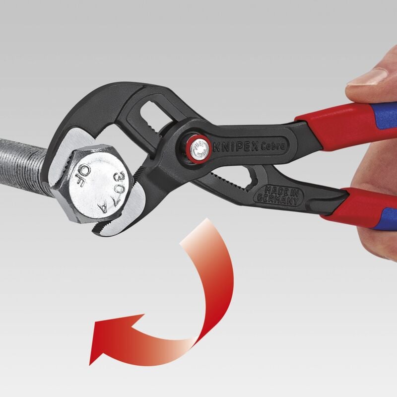 foto del prodotto knipex cobra quickset pinza regolabile di nuova generazione per tubi e dadi 250 mm 87 22 250 sb confezione self service blister , multicolore