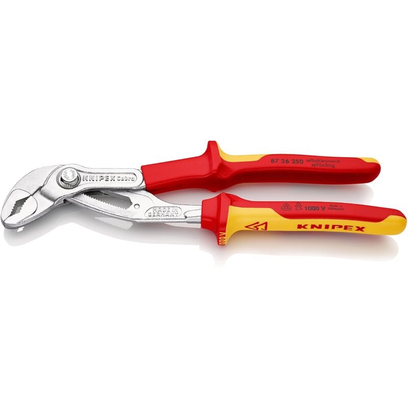 foto del prodotto knipex cobra vde pinza regolabile di nuova generazione per tubi e dadi, isolata cromata, isolati, collaudati vde 250 mm confezione