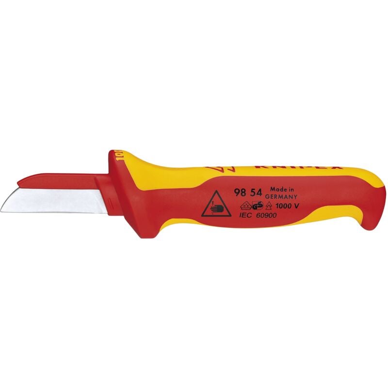 foto del prodotto knipex coltello per elettricisti impugnatura isolante, in materiale bicomponente, collaudato vde 190 mm 98 54