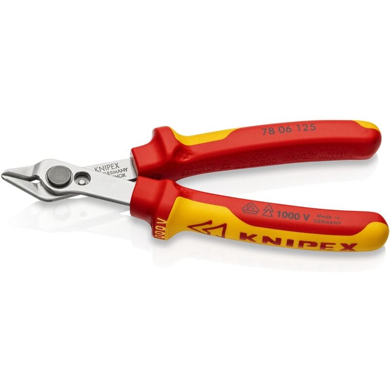 foto del prodotto knipex electronic super knips vde isolati con manici rivestiti in materiale bicomponente, collaudati vde 125 mm confezione self service blister 