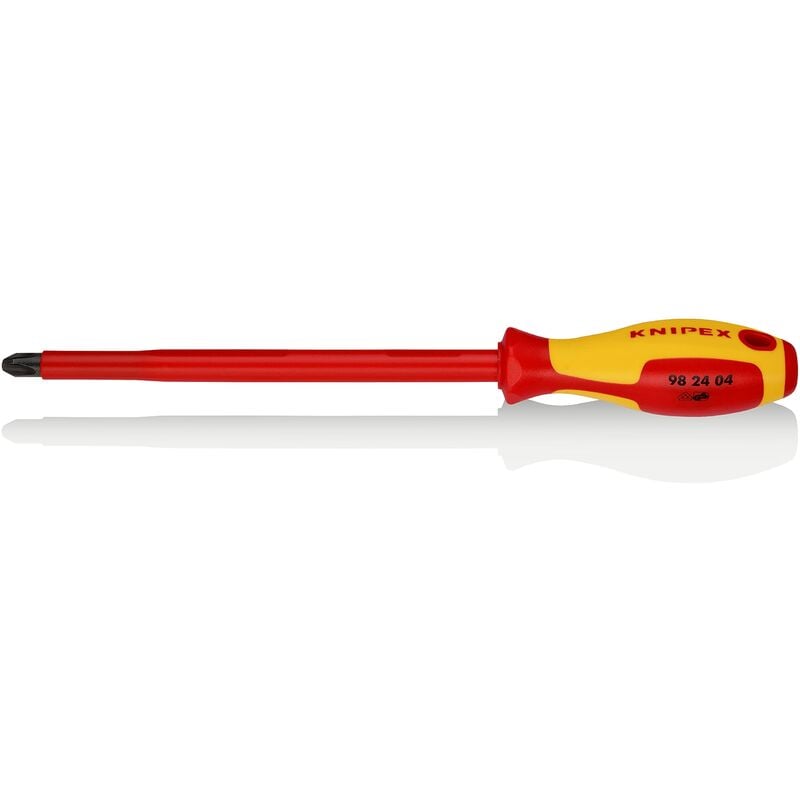 foto del prodotto knipex giravite per elettricisti per viti con impronta a croce phillips brunita, impugnatura isolante, in materiale bicomponente, collaudato vde