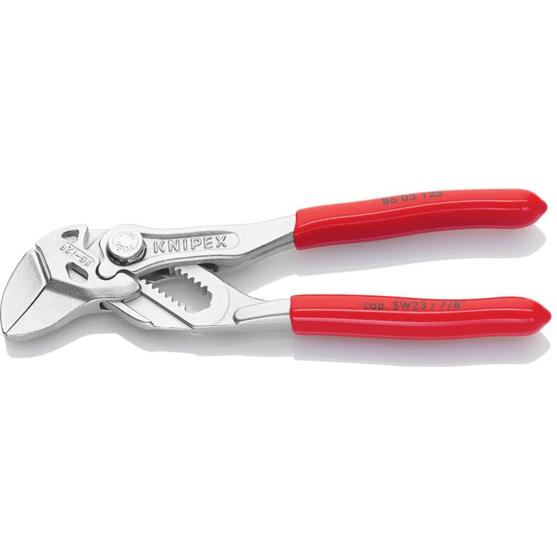 foto del prodotto knipex pinza chiave mini pinza e chiave in un unico utensile cromata, rivestiti in resina sintetica 125 mm 86 03 125