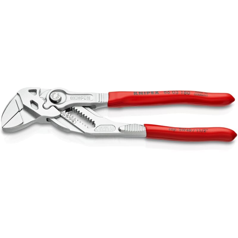 foto del prodotto knipex pinza chiave pinza e chiave in un unico utensile cromata, rivestiti in resina sintetica 180 mm confezione self service blister 86 03 180 sb