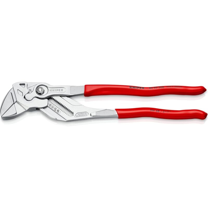 foto del prodotto knipex pinza chiave pinza e chiave in un unico utensile cromata, rivestiti in resina sintetica 300 mm confezione self service blister 86 03 300 sb