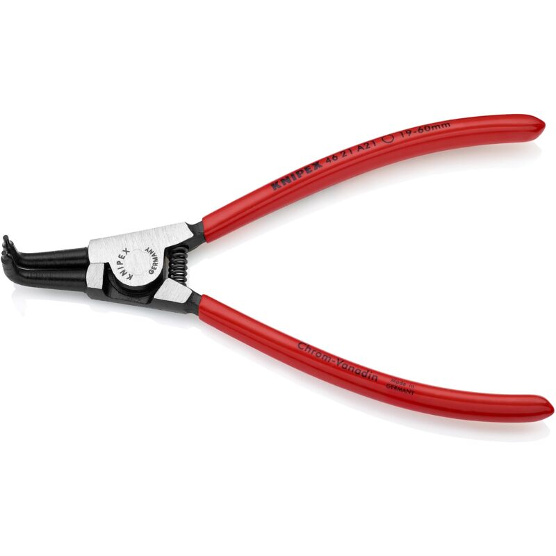 foto del prodotto knipex pinza per anelli di sicurezza per anelli di sicurezza esterni su alberi bonderizzata nera, rivestiti in resina sintetica 170 mm 46 21 a21