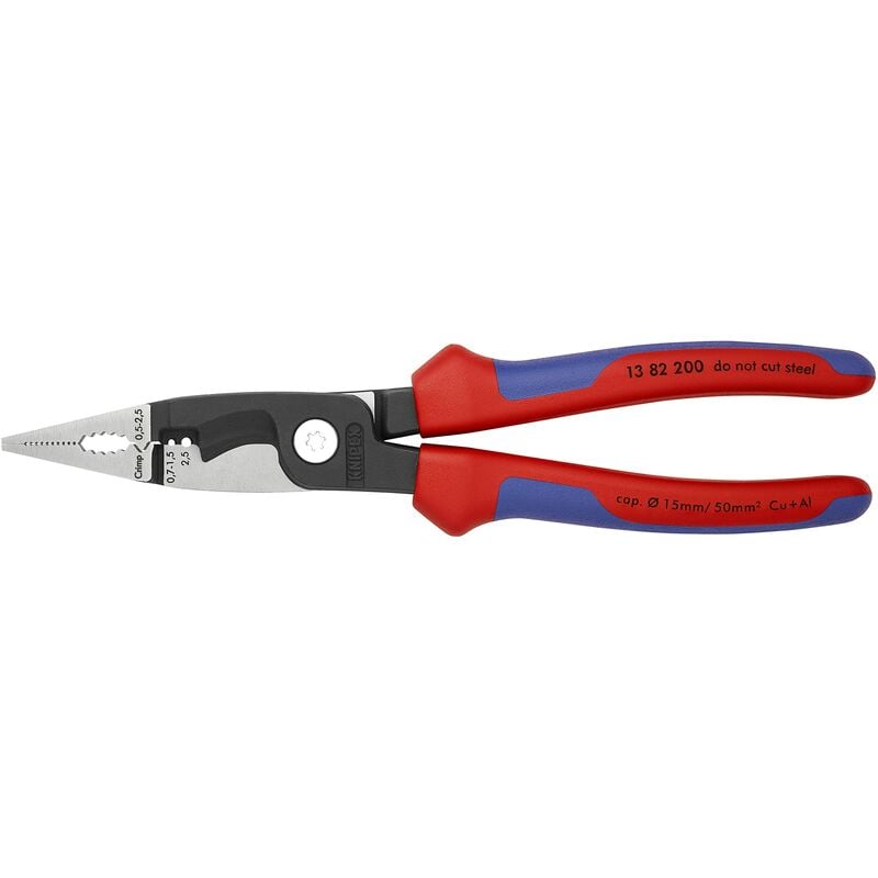 foto del prodotto knipex pinza per elettroinstallazioni bonderizzata nera, rivestiti in materiale bicomponente 200 mm 13 82 200