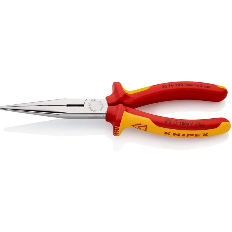 foto del prodotto knipex pinza per meccanica con becchi mezzotondi con tronchese pinza a becchi di cicogna cromata, isolati, collaudati vde 200 mm confezione
