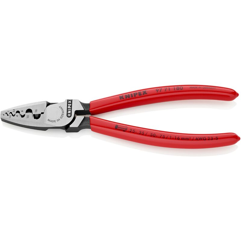 foto del prodotto knipex pinza per serrare terminali a bussola rivestiti in resina sintetica 180 mm 97 71 180