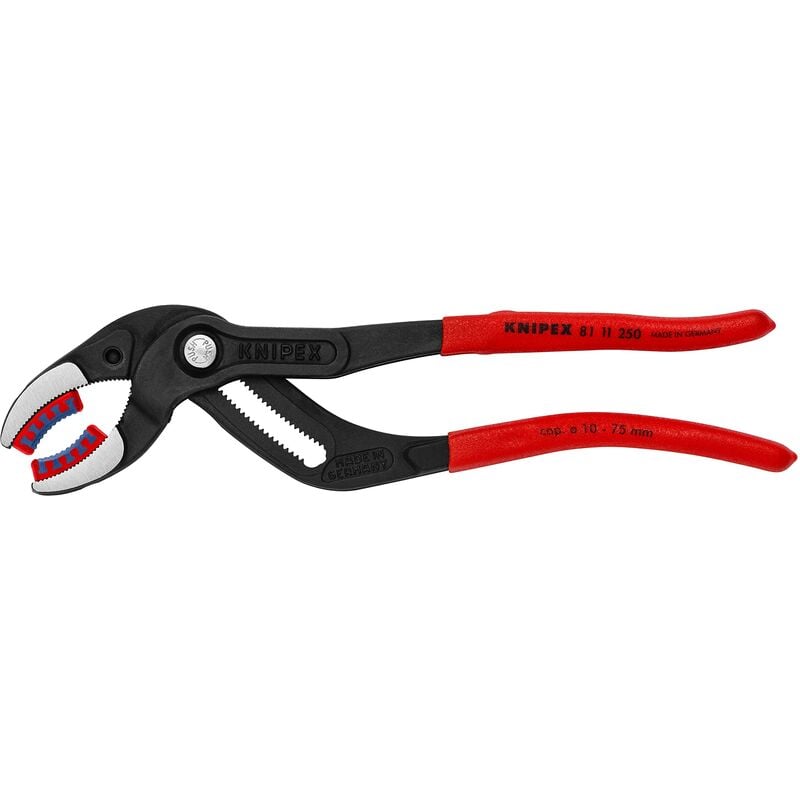 foto del prodotto knipex pinza per sifone e connettore bonderizzata nera, rivestiti in resina sintetica antiscivolo 250 mm confezione self service blister 81 11 250