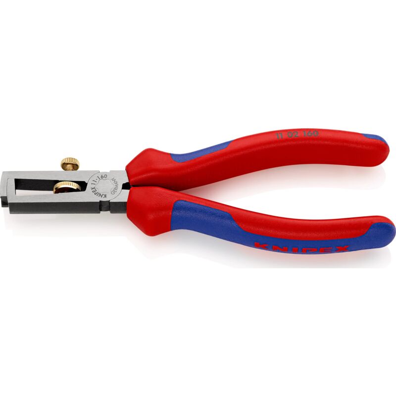 foto del prodotto knipex pinza spelacavi con molla di apertura universale bonderizzata nera, rivestiti in materiale bicomponente 160 mm confezione