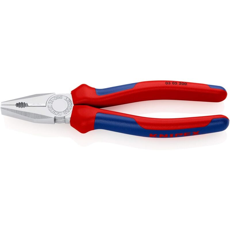 foto del prodotto knipex pinza universale cromata, rivestiti in materiale bicomponente 200 mm confezione self service blister 03 05 200 sb