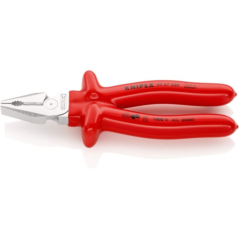 foto del prodotto knipex pinza universale tipo forte cromata, isolati ad immersione, collaudati vde 200 mm 02 07 200