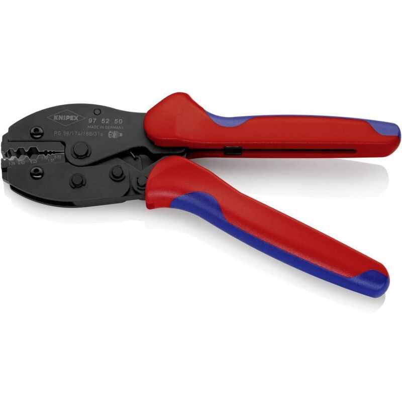 foto del prodotto knipex preciforce 97 52 50 pinza crimpatrice connettore a spina coassiale bnc, tnc rg58, rg174, rg188, rg316