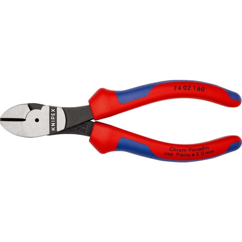 foto del prodotto knipex tronchese laterale per meccanica tipo forte bonderizzata nera, rivestiti in materiale bicomponente 160 mm confezione self service blister 