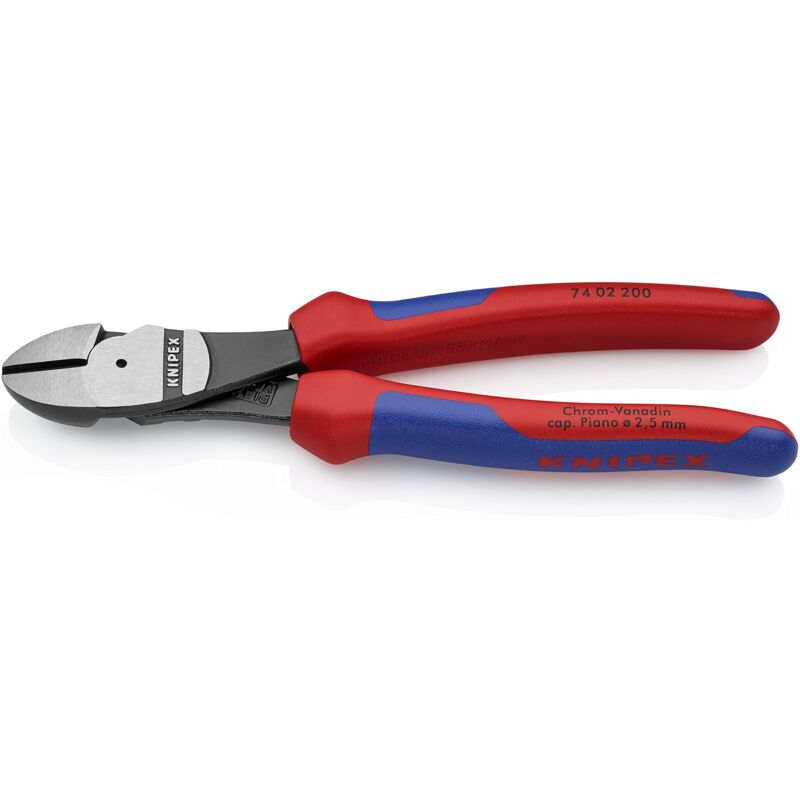 foto del prodotto knipex tronchese laterale per meccanica tipo forte bonderizzata nera, rivestiti in materiale bicomponente 200 mm confezione self service blister 