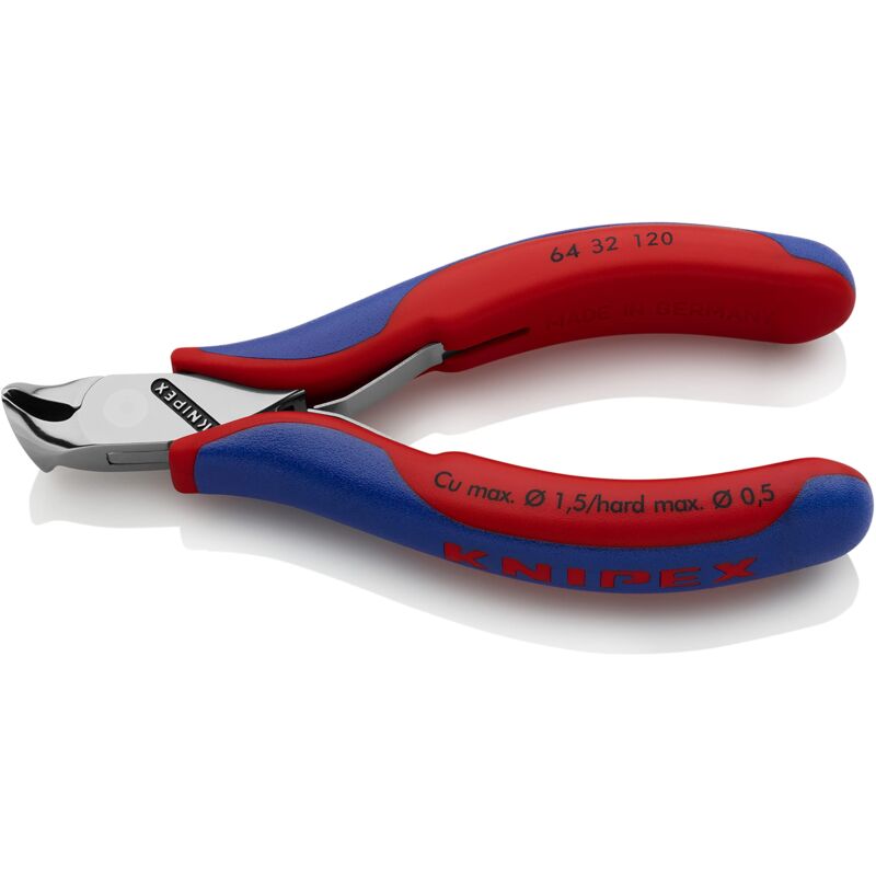 foto del prodotto knipex tronchese per elettronica con tagliente frontale rivestiti in materiale bicomponente 120 mm 64 32 120