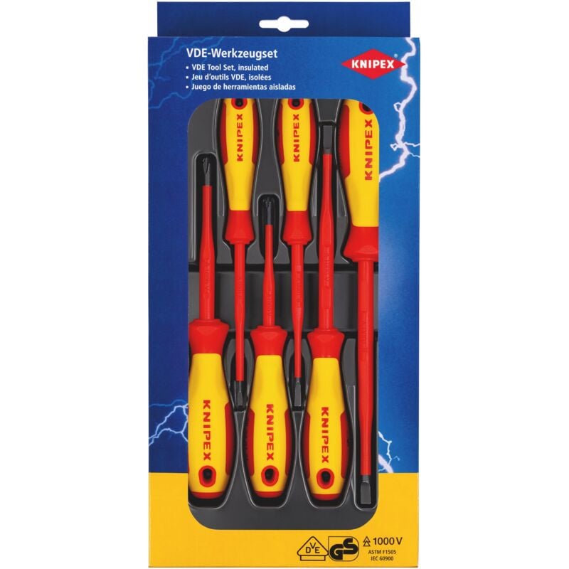 foto del prodotto knipex vde kit cacciaviti 6 parti taglio, croce phillips