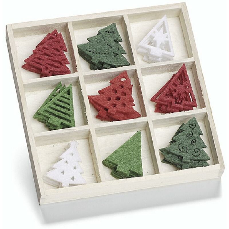 foto del prodotto knorr prandell cofanetto con alberelli di natale in legno, da 22 mm con ornamenti in feltro, multicolore