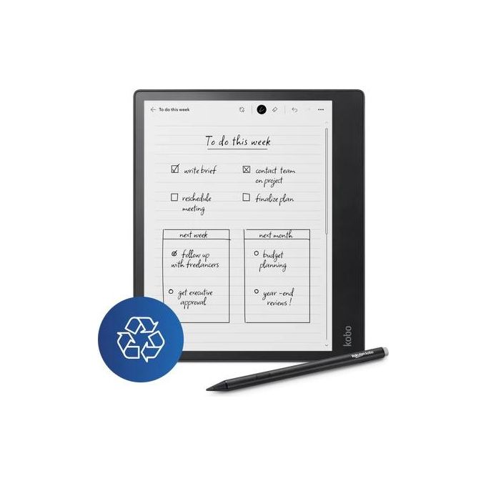 foto del prodotto kobo elipsa 2e ereader display 10,3 carta e ink 1200 multiformato audiolibri 32gb stylus 2 inclusa nero