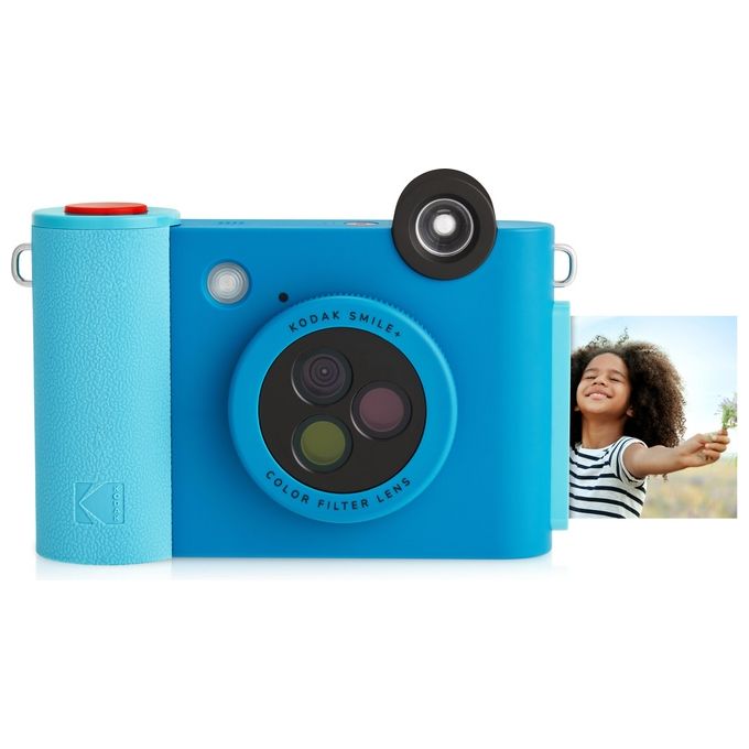 foto del prodotto kodak fotocamera istantanea 5mp bt lenti colorate flash plus microsd blu