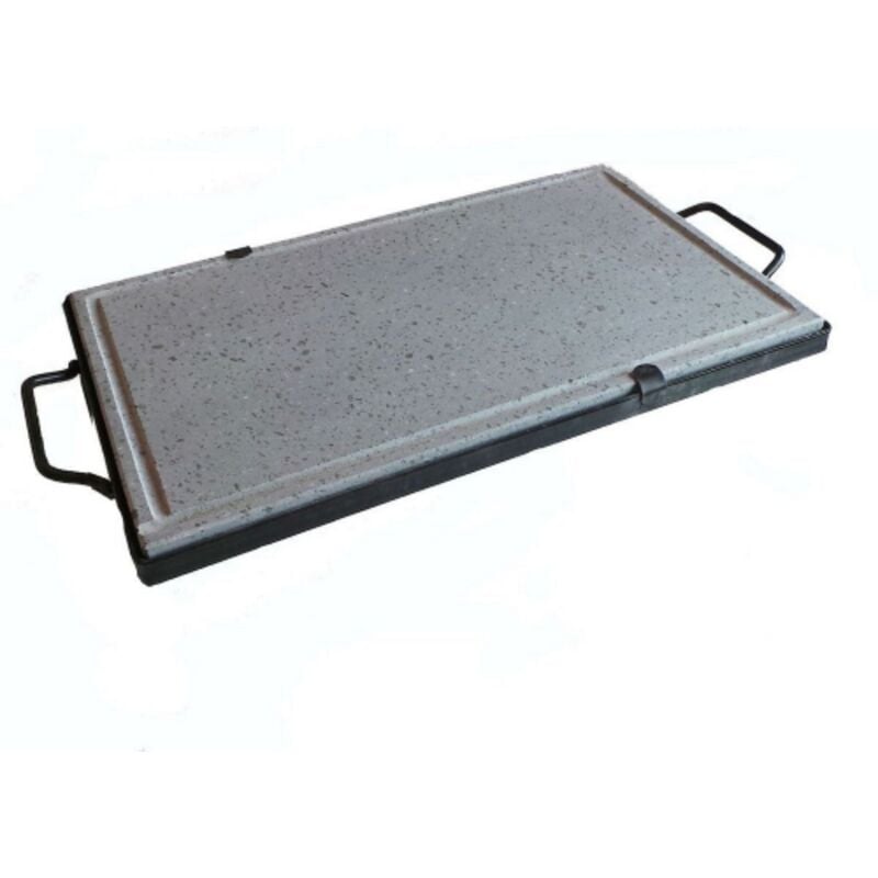 foto del prodotto koem bistecchiera con telaio e manici 40x60 cm in pietra naturale ollare spessore 2 cm lavica barbecue griglia made in italy naturale 40x60 cm