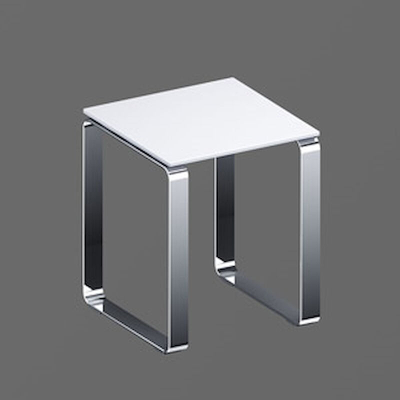 foto del prodotto koh i noor sgabello 35,5x35,5 h43 allumino lucido bianco codice prod 5470kv