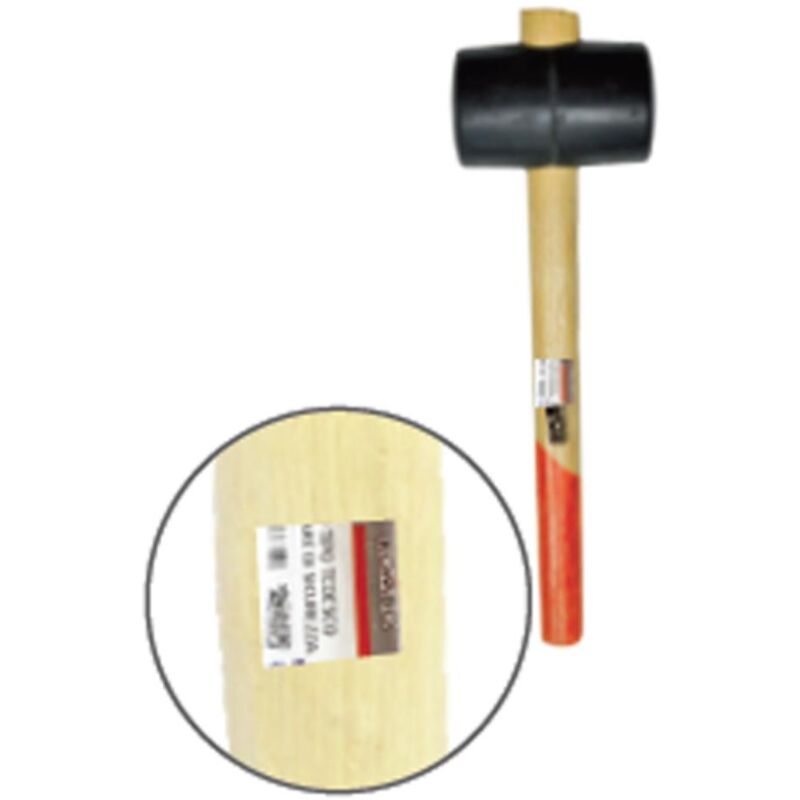 foto del prodotto kombo mazzuolo in gomma da 400 gr diametro 55mm manico in legno e collare di sicurezza