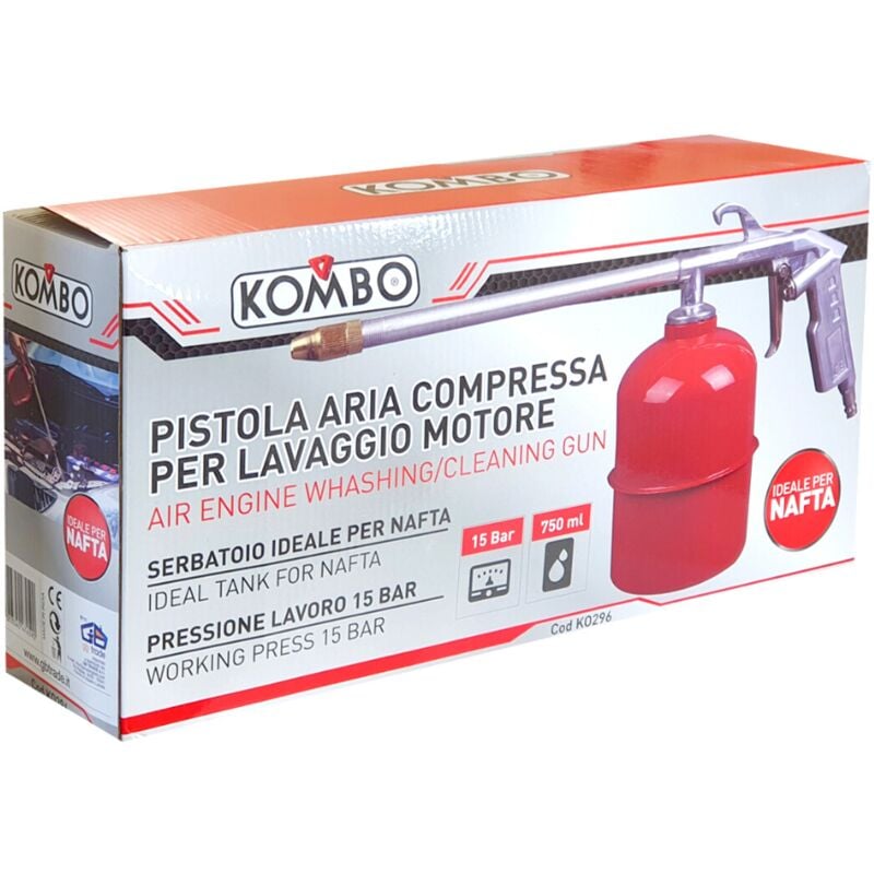 foto del prodotto kombo pistola aria compressa con serbatoio 750 ml per lavaggio motore, max 15