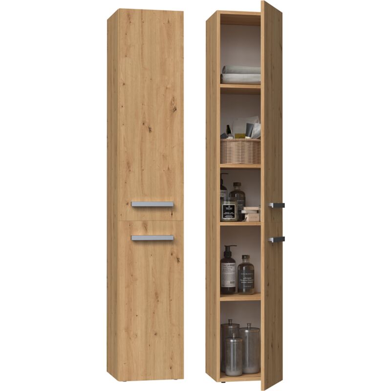 foto del prodotto komma - mobile bagno a 2 ante - 31x30x174 cm - colonna portaoggetti per il bagno