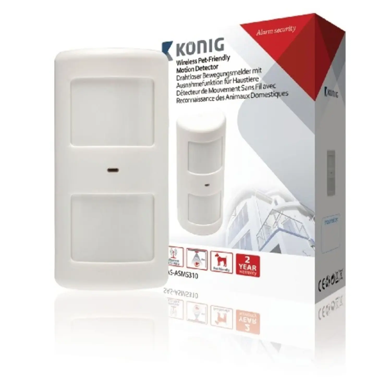 foto del prodotto konig sensore allarme wireless movimento pet immune chuango pir910