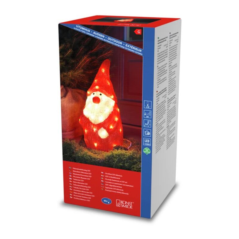 foto del prodotto konstsmide babbo natale in acrilico, 40 diodi a luce bianca calda, 24 v, esterno ip44 , cavo bianco, 6243-103