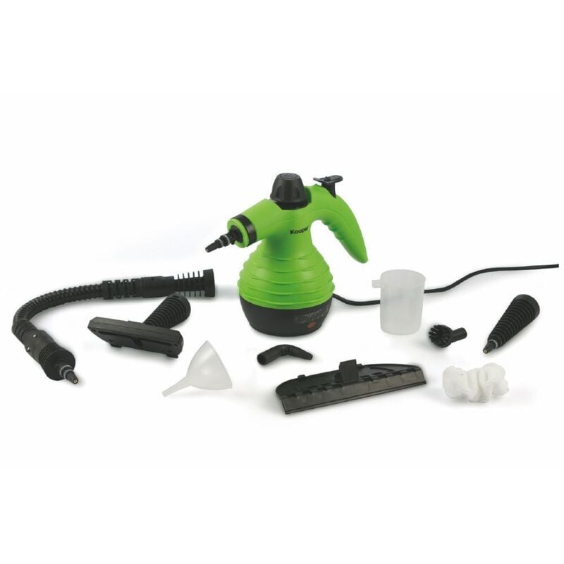 foto del prodotto kooper pulitore a vapore vaporizzatore 9 in 1 con accessori 350ml 1050w verde
