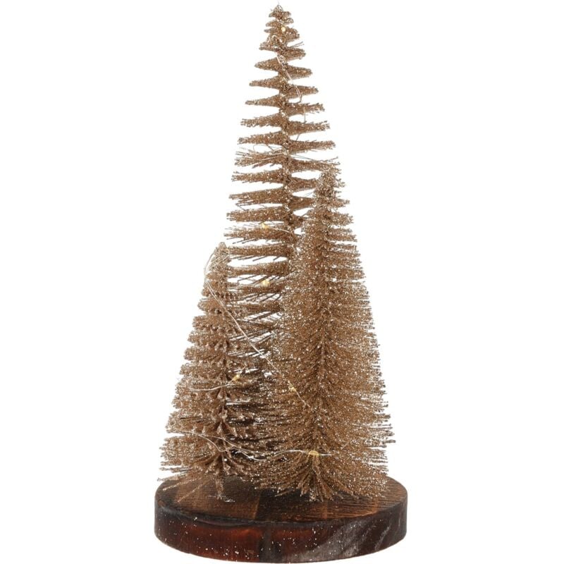 foto del prodotto koopman alberi di natale su base, con led luminosi e timer, color oro, set da 3 pezzi 30 cm