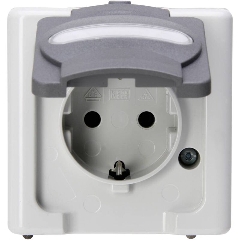 foto del prodotto kopp 103356006 1 pezzo interruttore per ambienti umidi completo presa schuko con coperchio ribaltabile blueelectric gri