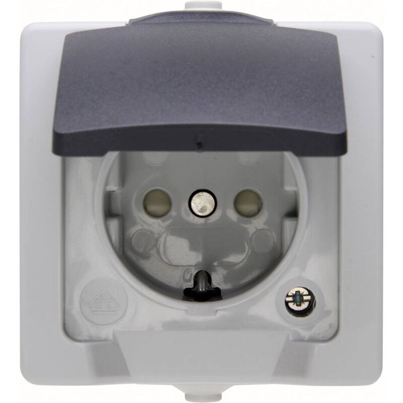 foto del prodotto kopp 107856005 interruttore per ambienti umidi presa schuko con coperchio ribaltabile nautic grigio 1 pz.
