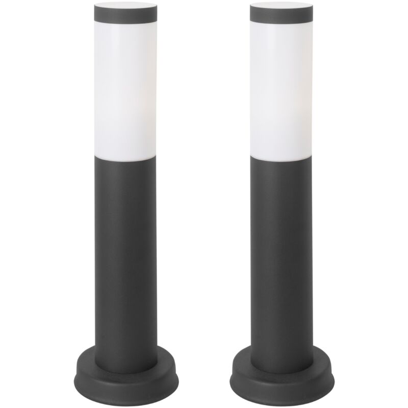 foto del prodotto koral 2 pezzi balizzatura esterna per giardino resistente all acqua ip55. bollard in acciaio inossidabile grigio urbano 23w