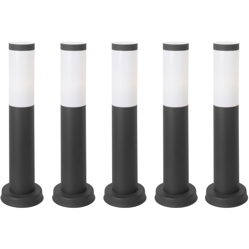 foto del prodotto koral 5 pezzi lampioni da esterno per giardino resistenti all acqua ip55. palo urbano grigio in acciaio inossidabile 23w