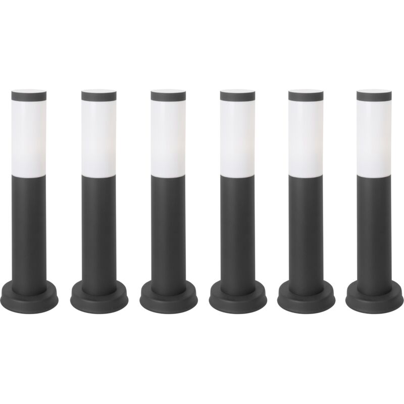foto del prodotto koral 6 pezzi segnalatore esterno per giardino resistente all acqua ip55. paletto di acciaio inossidabile grigio urbano 23w