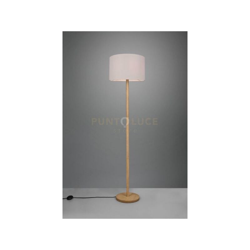 foto del prodotto korba piantana base legno naturale con paralume bianco h. 162cm 1 luce attacco e27