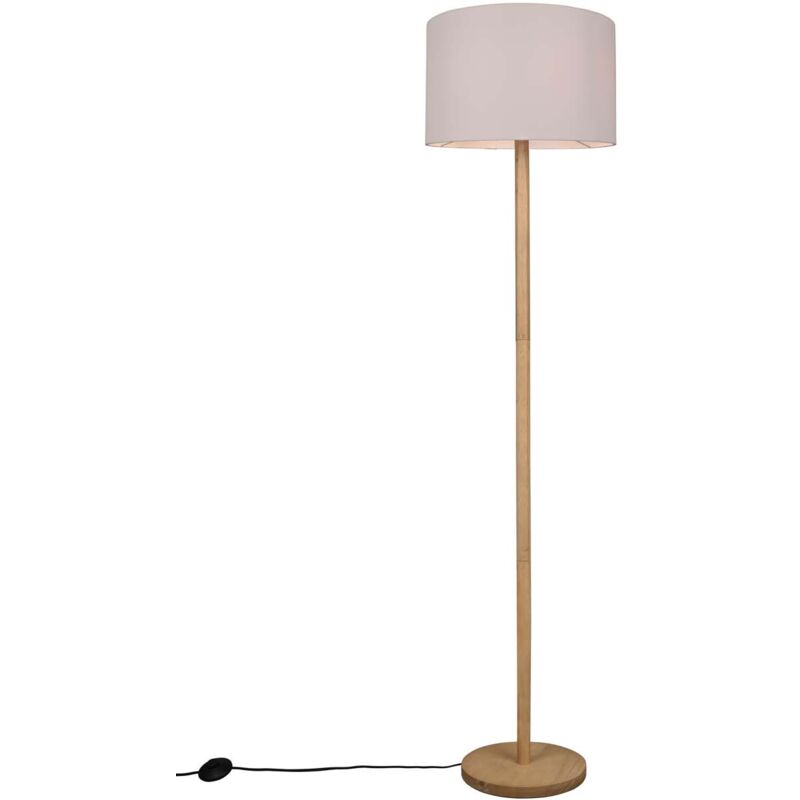 foto del prodotto korba piantana base legno naturale con paralume bianco h. 162cm