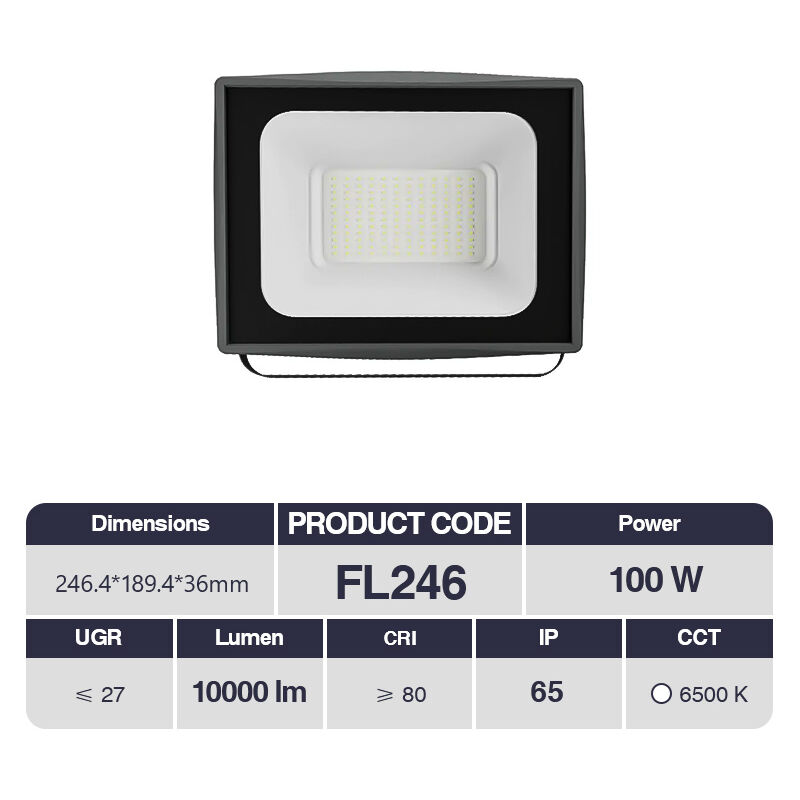 foto del prodotto kosoom 100w led faretto da esterno 246.4x189.4x36mm fl246x5pc impermeabile ip65 10000lm