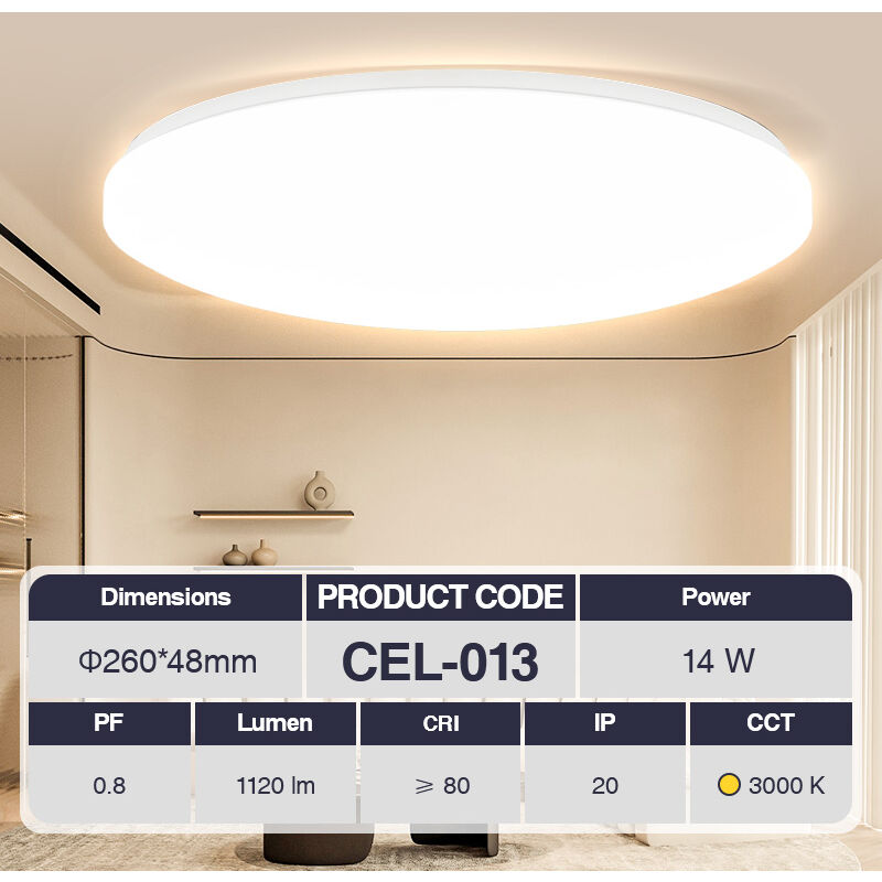 foto del prodotto kosoom plafoniera led 14w 3000k bianco ip20 1120lm cri 80 ugr 27 pf0.8 garanzia 3anni 260mm 48mm