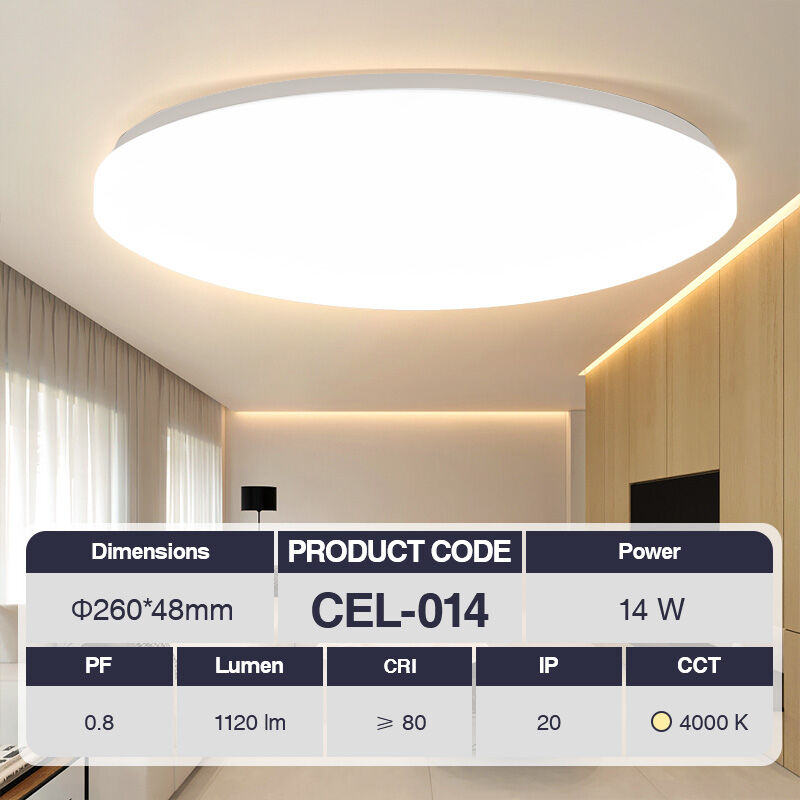 foto del prodotto kosoom plafoniera led 14w 4000k bianco ip20 1120lm cri 80 ugr 27 pf0.8 garanzia 3anni 260mm 48mm