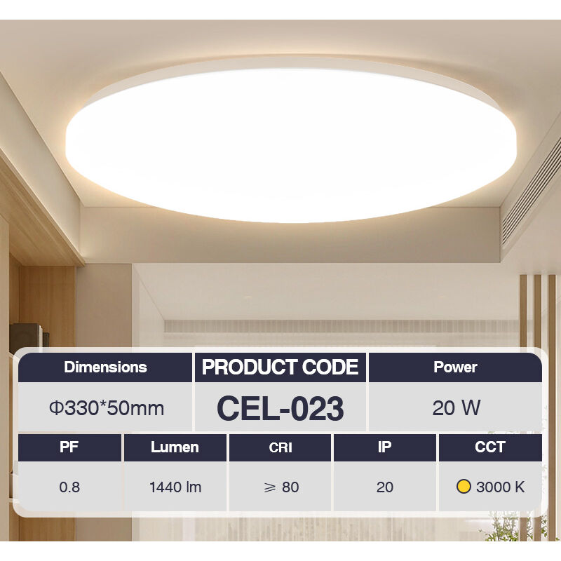 foto del prodotto kosoom plafoniera led 20w 3000k bianco ip20 1440lm cri 80 ugr 27 pf0.8 garanzia 3anni 330mm 50mm