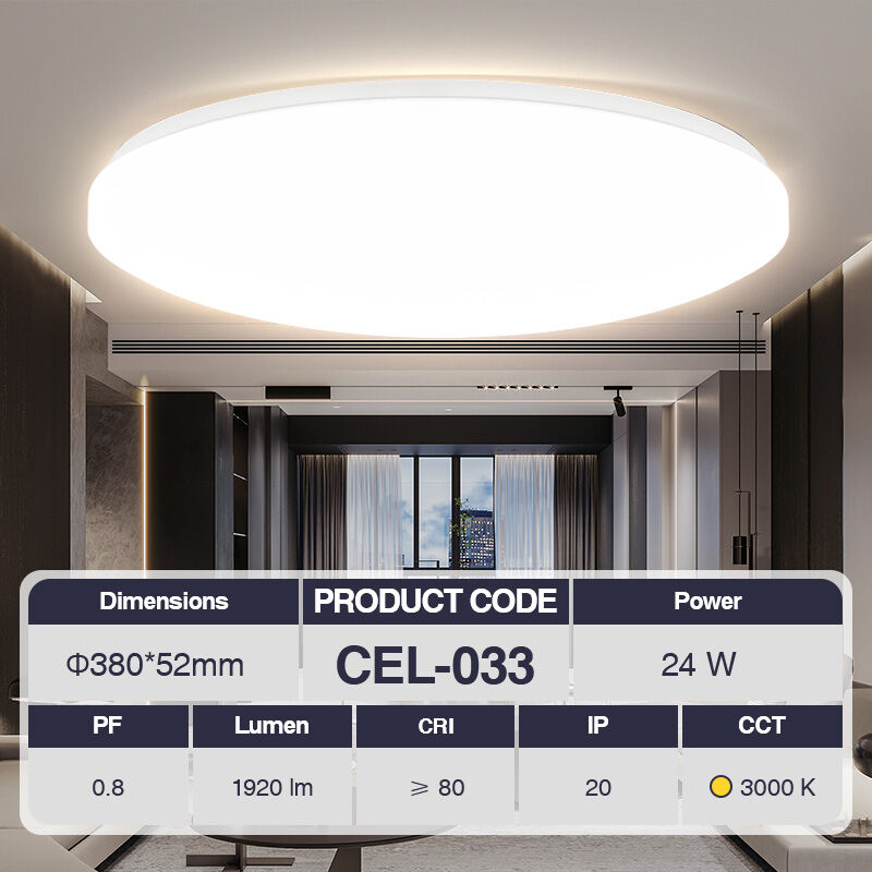 foto del prodotto kosoom plafoniera led 24w 3000k bianco ip20 1920lm cri 80 ugr 27 pf0.8 garanzia 3anni 380mm 52mm