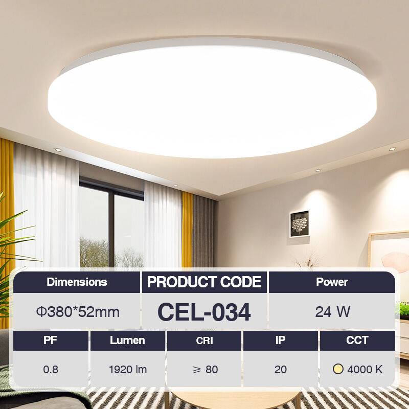 foto del prodotto kosoom plafoniera led 24w 4000k bianco ip20 1920lm cri 80 ugr 27 pf0.8 garanzia 3anni 380mm 52mm