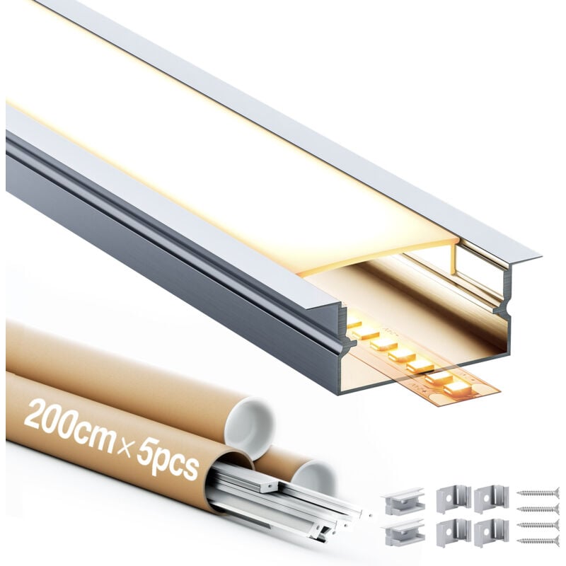 foto del prodotto kosoom profilati per tubi ledx5pc,consegna gratuita,prezzo basso e alta qualit ,lungo 2 m sp23