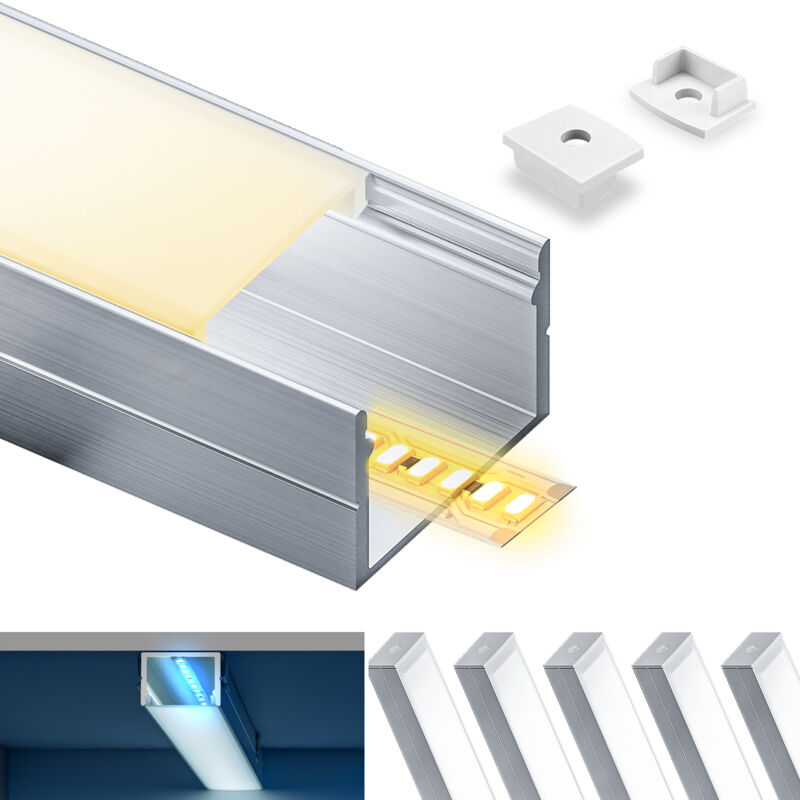 foto del prodotto kosoom profilo in alluminio per strisce led,coperchio opaco,adatto per dimensioni della banda massima 12,6 mm,dimensioni del profilo