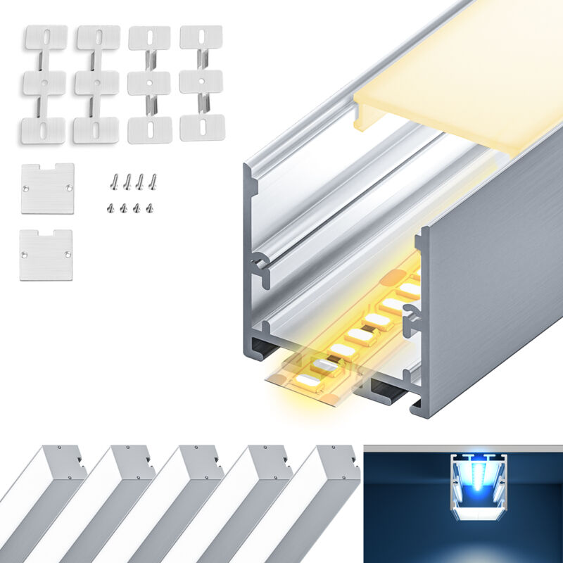 foto del prodotto kosoom profilo in alluminio per strisce led,coperchio opaco,adatto per dimensioni della banda massima 12,6 mm,dimensioni del profilo