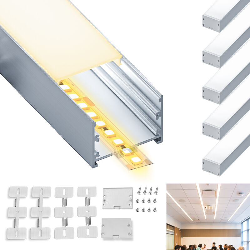 foto del prodotto kosoom profilo in alluminio per strisce led,coperchio opaco,adatto per dimensioni della banda massima 12,6 mm,dimensioni del profilo